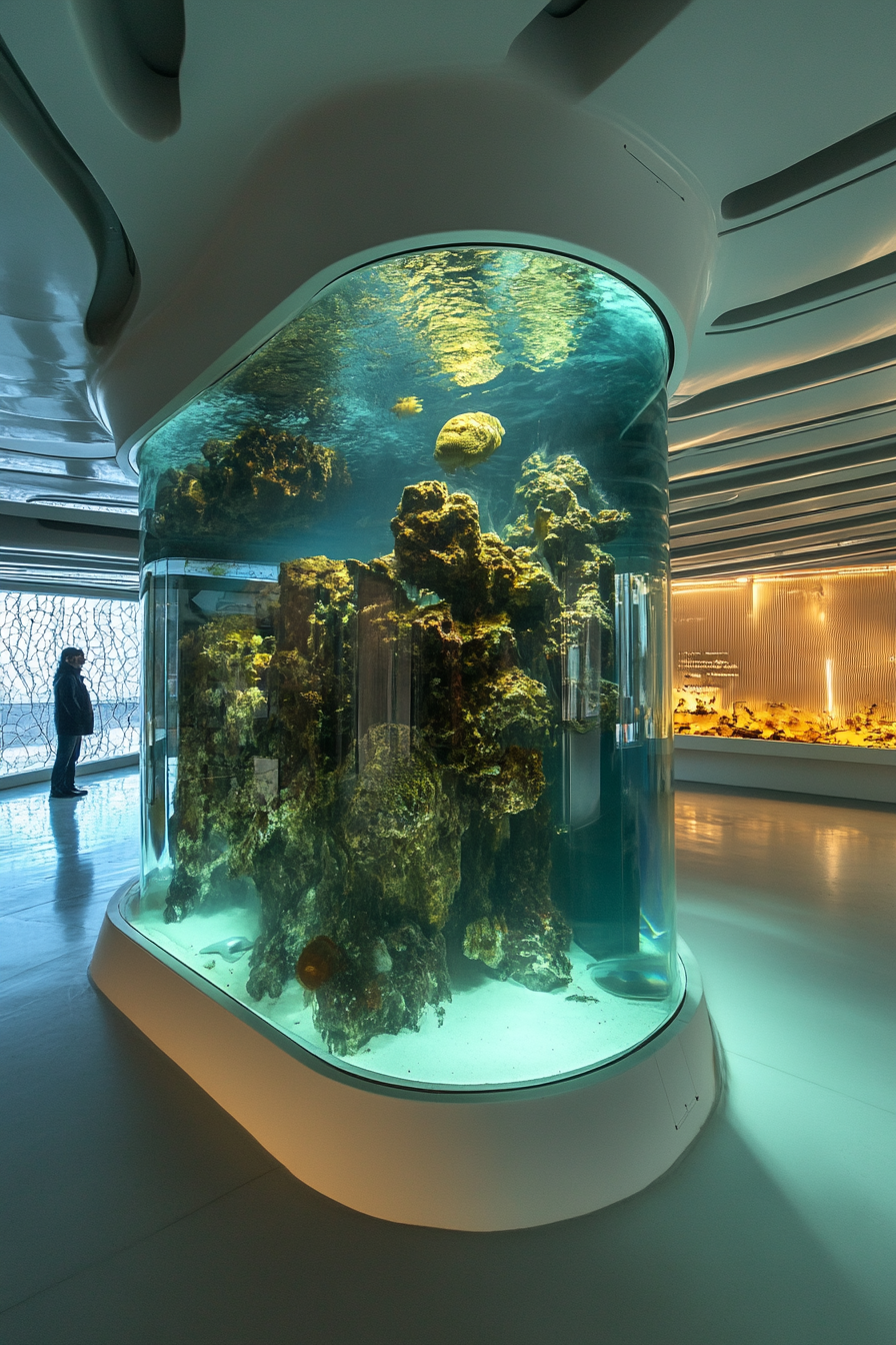 Coastal Research Space. Aquamarine observation tank filled with local marine life.