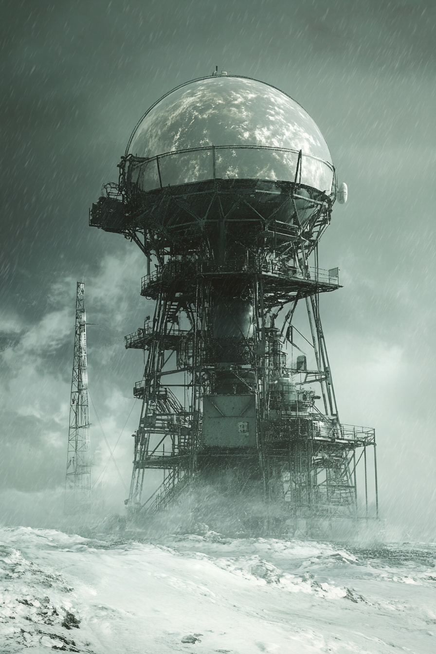 Adventure Launch Space. Weather station with large radar dome.
