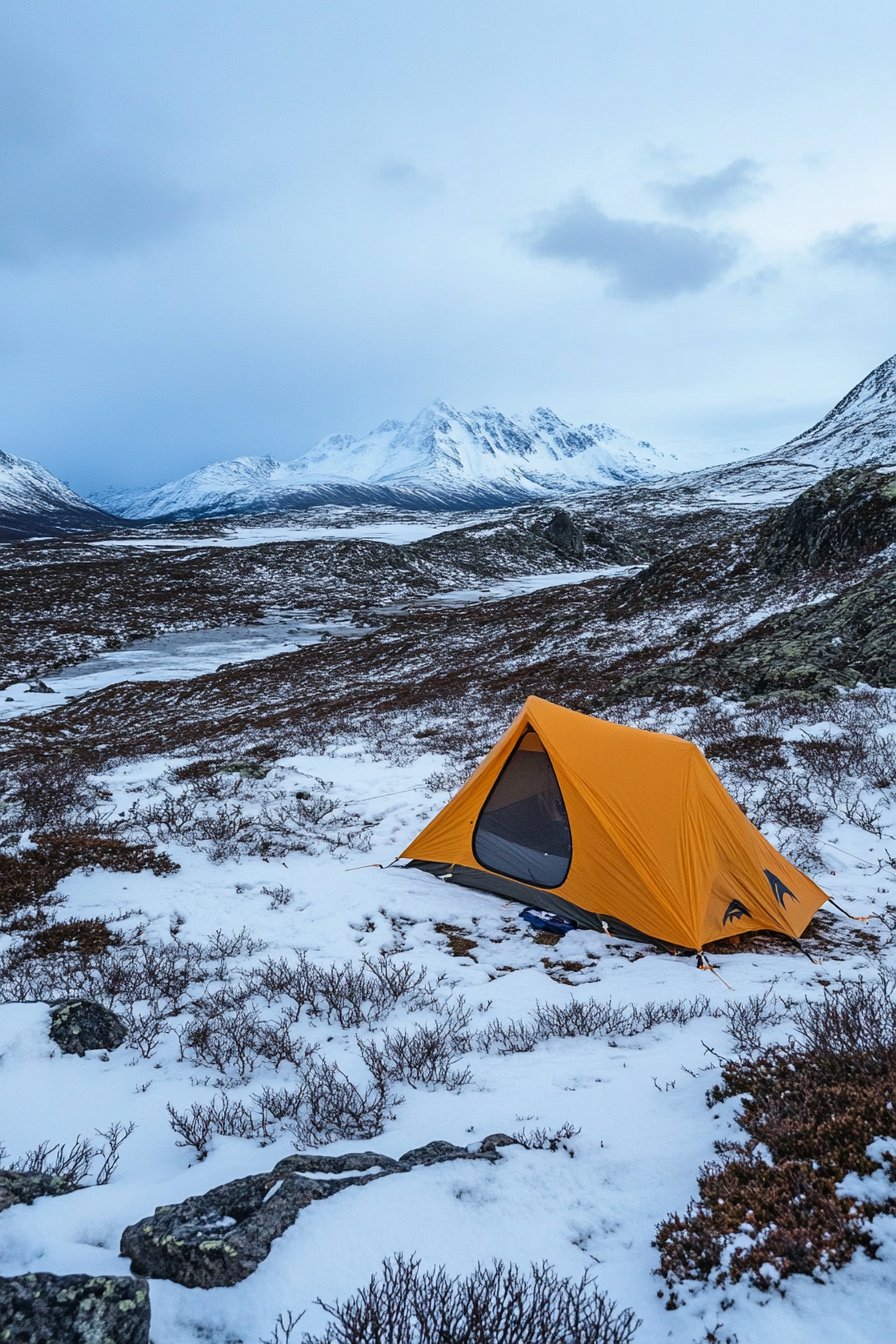 High Alpine Site. Tent facing north for aurora viewing.