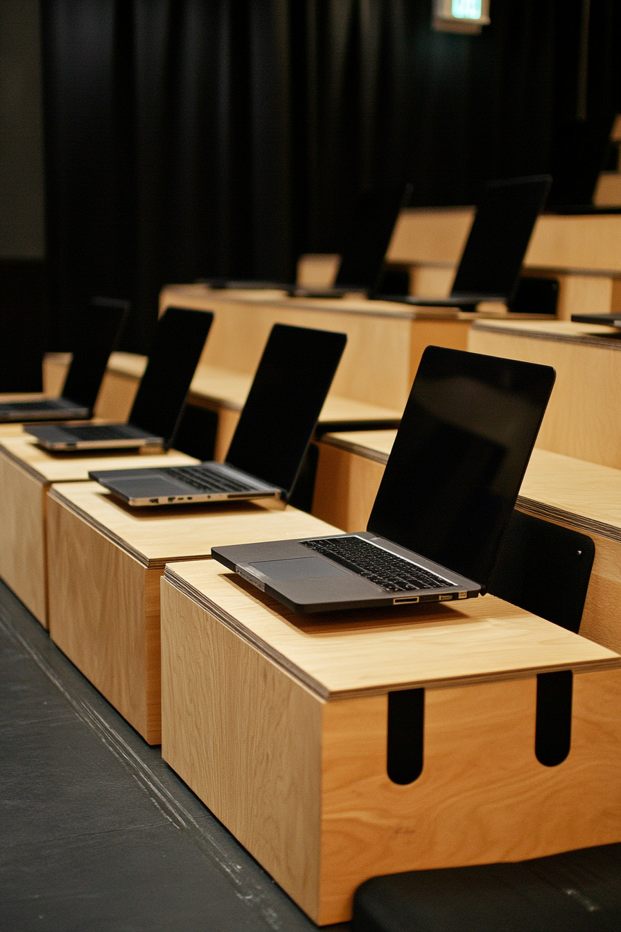 Event Support Space. Modular seating arrangement with laptop charging docks.