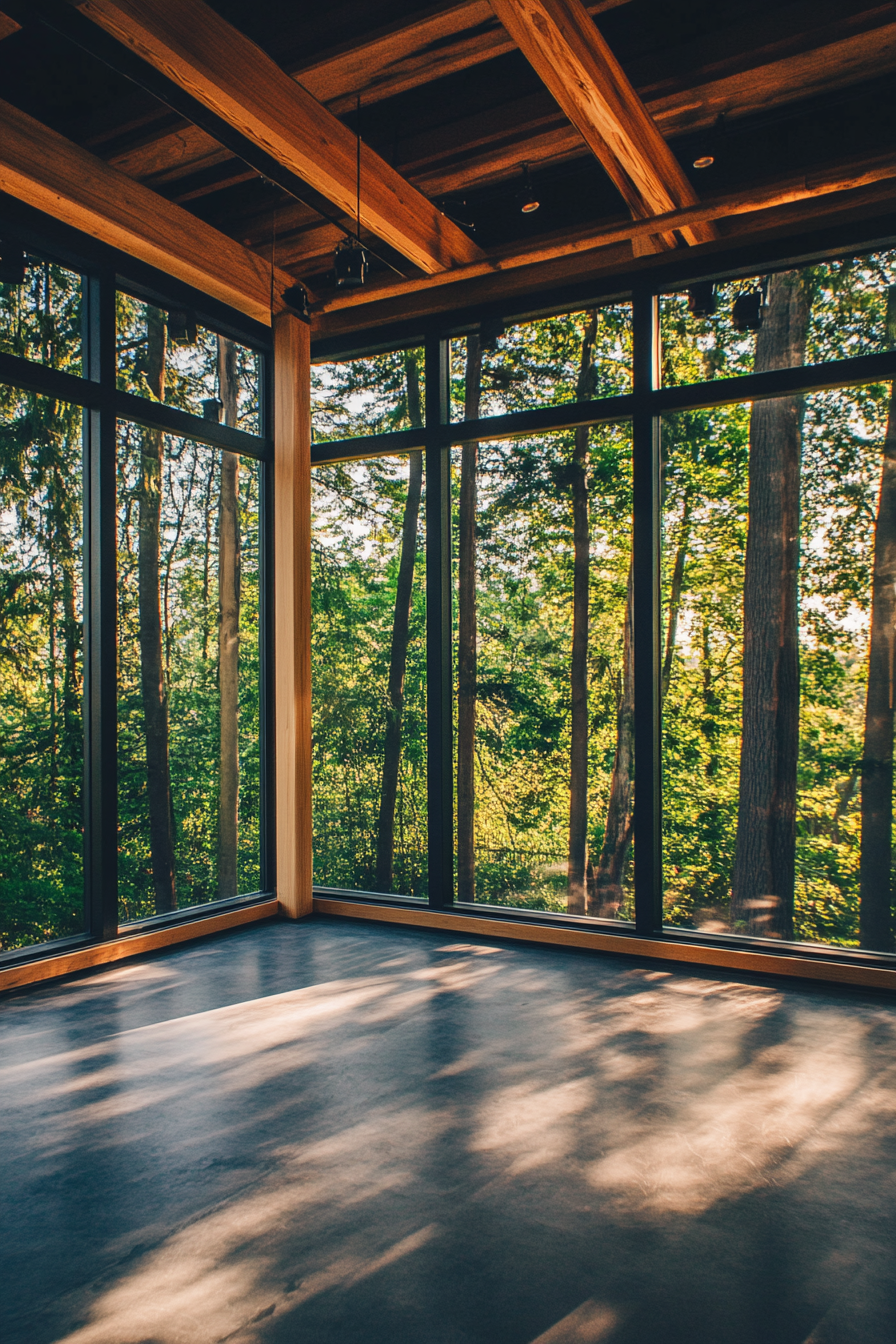 Nature Observation Space. Large panoramic windows with mounted cameras.