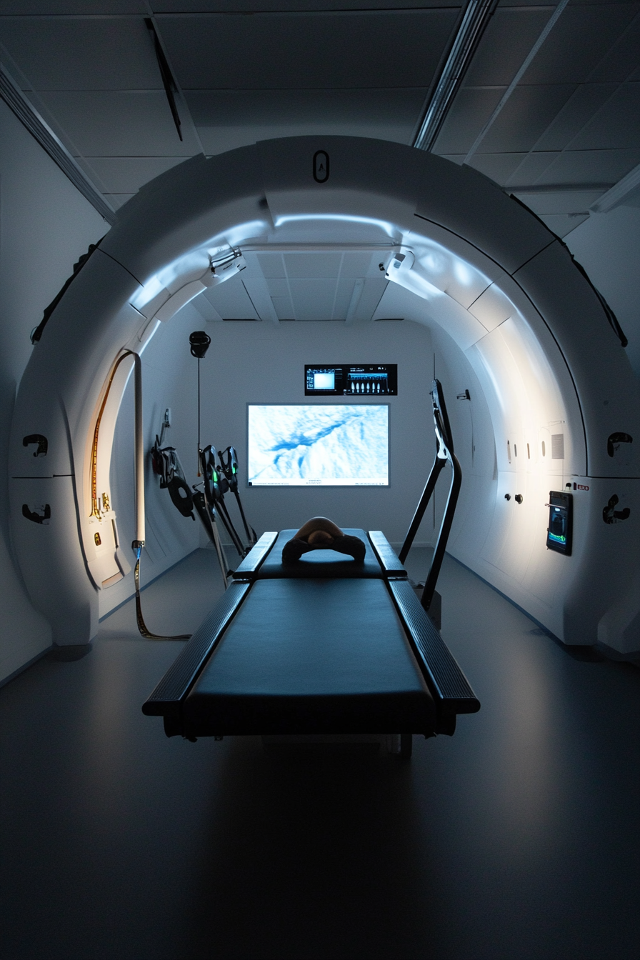 Performance space. Oxygen-monitored gym with high-altitude chamber.