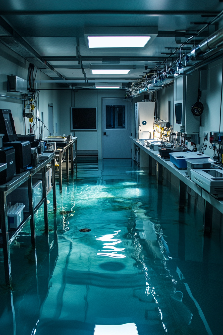 Coastal research space. Wet lab with titanium-pronged seismographs.