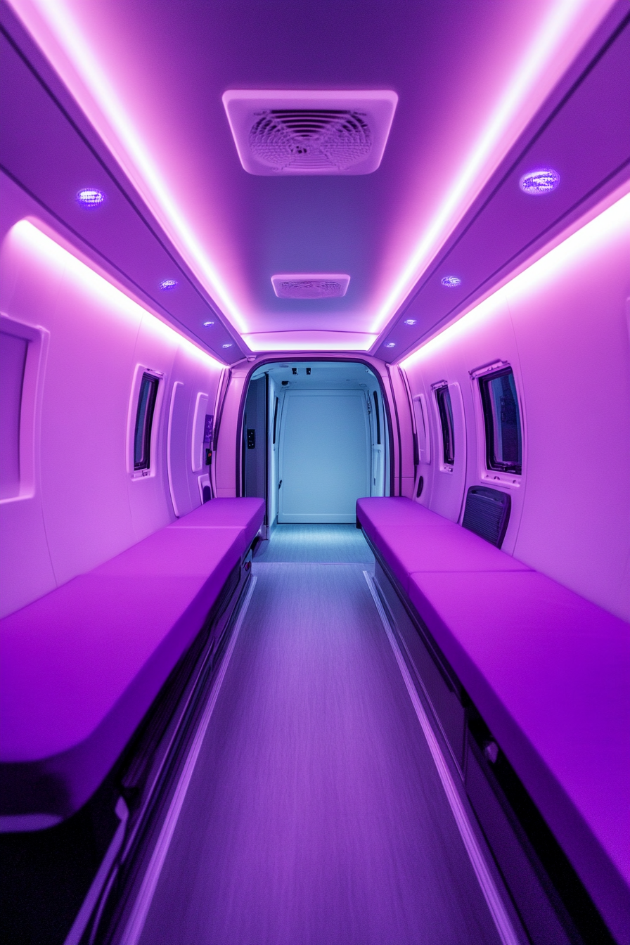 Therapy van space. Soundproof walls, soothing lavender and mint air freshener.