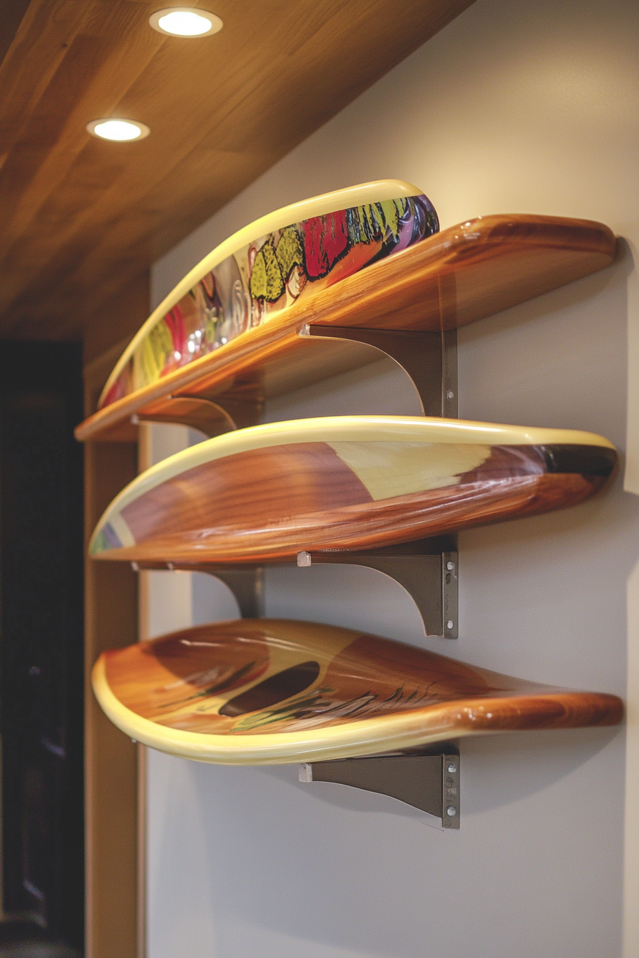 Water Adventure Space. Functional paddleboard shelving unit.