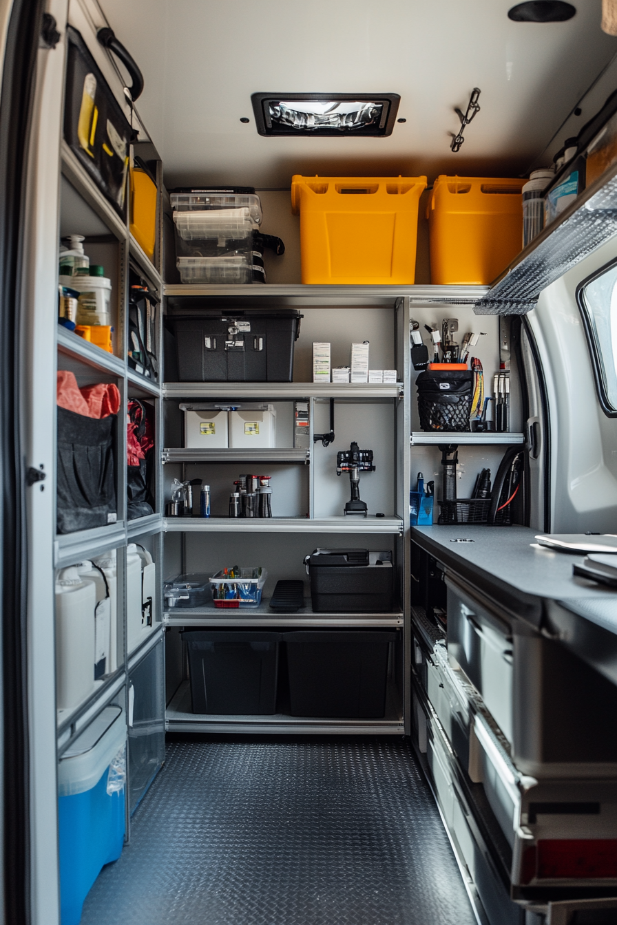 Research Mobile Space. Built-in carbon fiber artifact storage units within field lab.