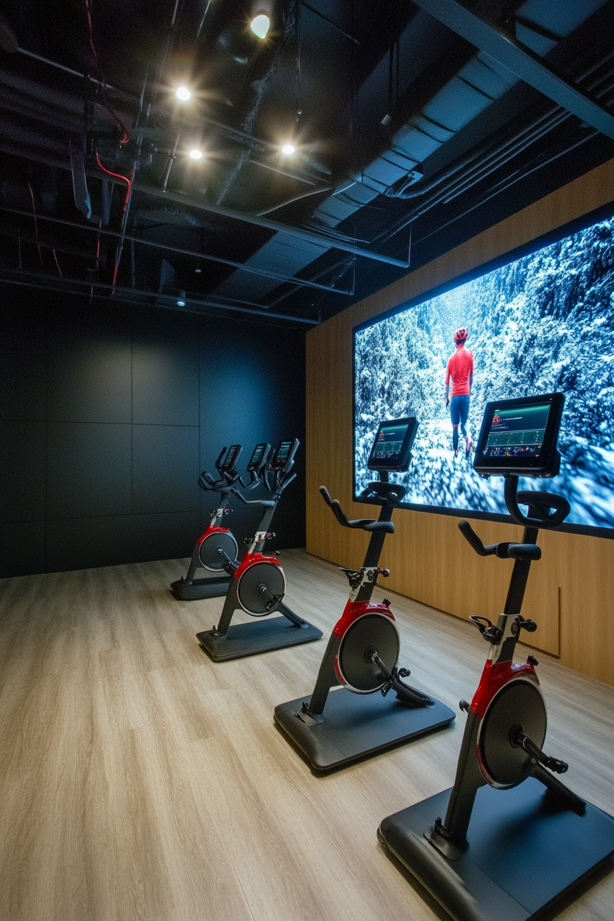 Performance space. Interval Cycling Room with Oxygen Monitors.