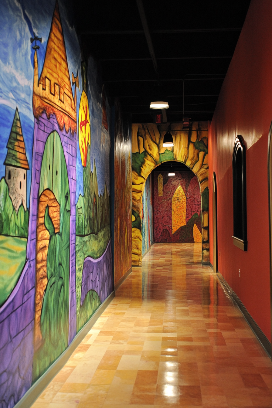 Community Learning Space. Medieval-themed mural at the art center.