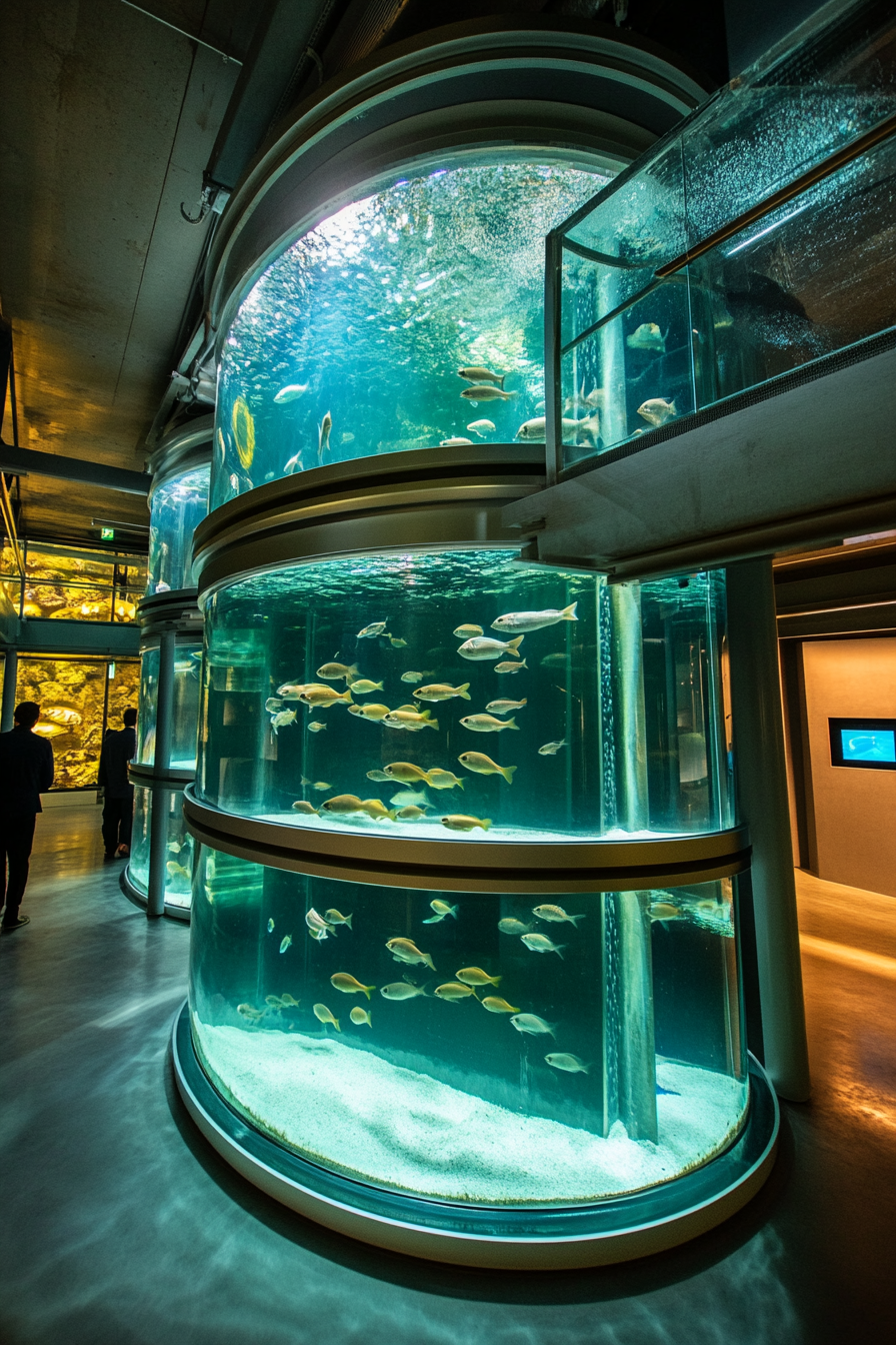 Coastal Research Space. Multi-tier observation tank with embedded digital magnification screens.