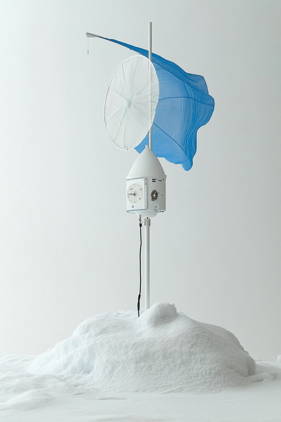Adventure Launch Space. White weather station with blue wind sock.