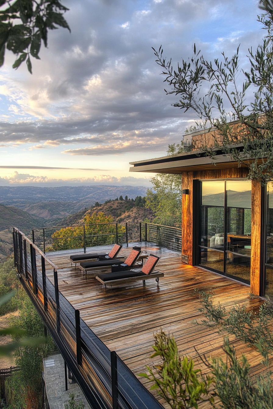 Split-Level Design. Rooftop Deck with panoramic valley vista, accessible Mountaintop Parking.